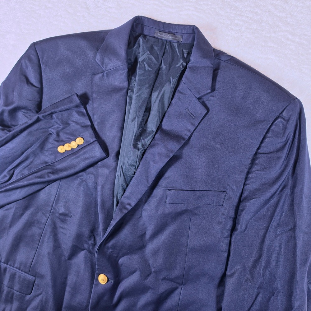 Lauren Ralph Lauren Blazer Mens 46 R Navy Blue Wool Gold Crest Buttons L/S